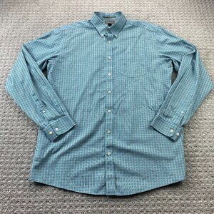 Eddie Bauer Shirt Men Large Tall LT Plaid Button Down Wrinkle Resistant Preppy